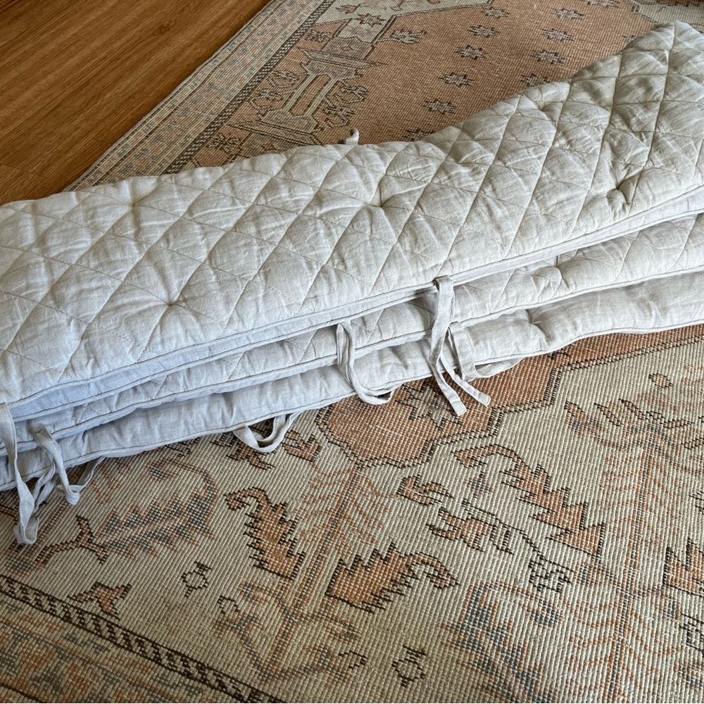 Pottery Barn Natural Quilted Linen Crib Bumper
